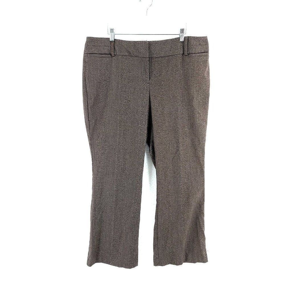 New York‎ & Company 7TH Avenue Polyester Brown Herringbone Dress Pants 16 Petite